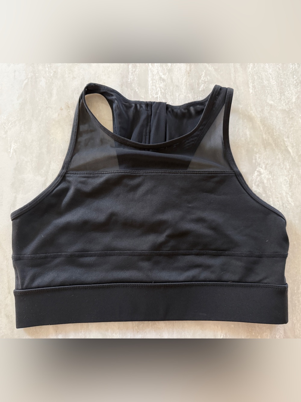 ZYIA Black High-Neck Mesh-Back Sports Bra